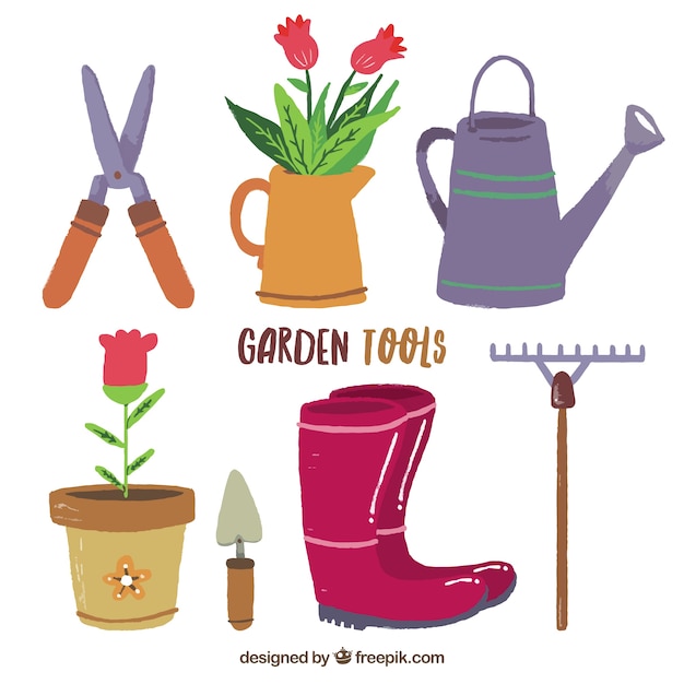 Garden tools flat designs