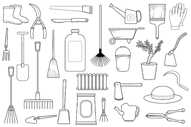 Free Vector garden tools icon equipment collection