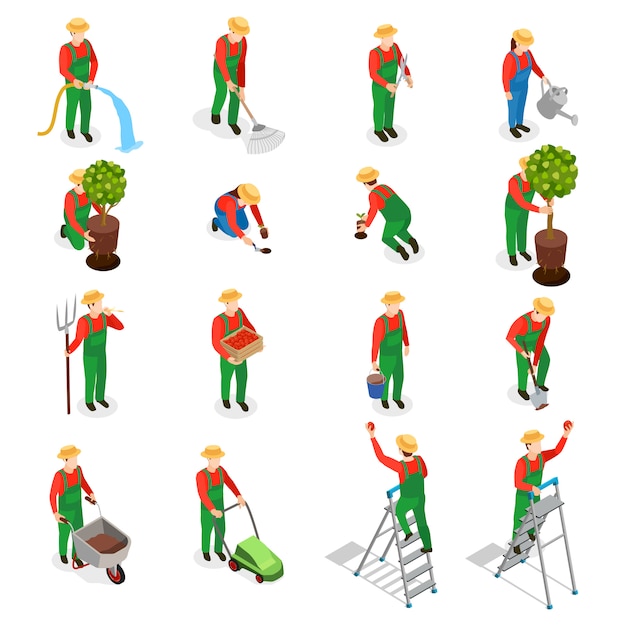 Gardener Characters Icon Set