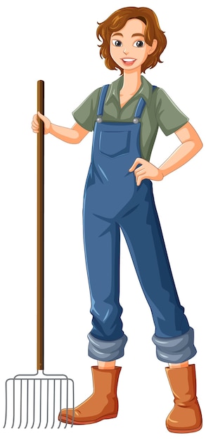 Free Vector gardener woman holding rake tool