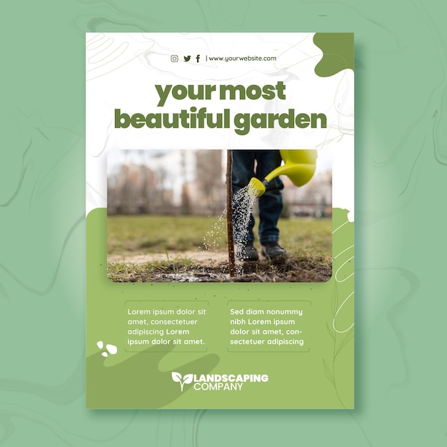 Free Vector gardening business vertical poster template