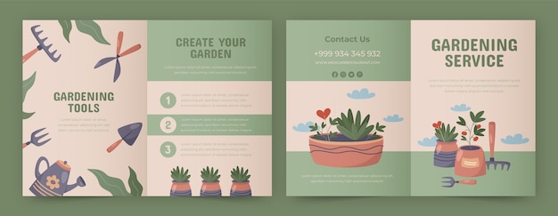 Free vector gardening and cultivation brochure template