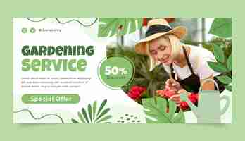 Free vector gardening and cultivation horizontal sale banner template