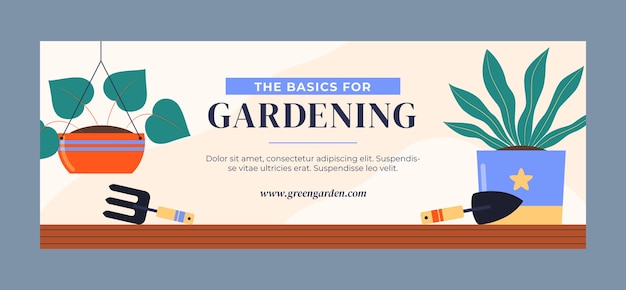 Free vector gardening  facebook cover template design