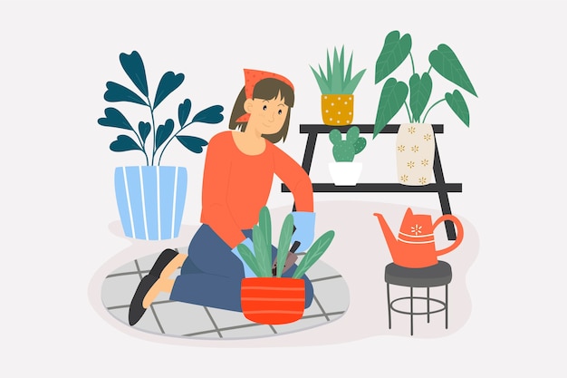 Free Vector gardening at home concept