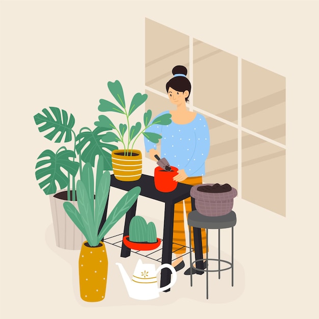 Free Vector gardening at home concept