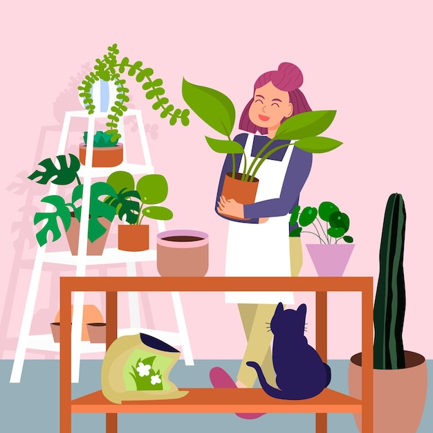 Free Vector gardening at home illustrated design