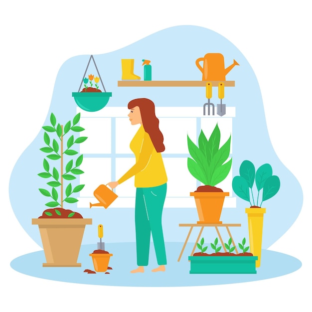 Gardening at home illustration design