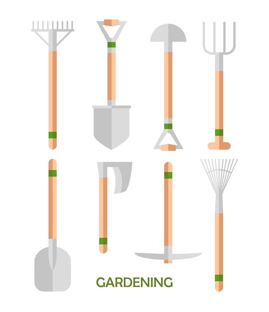 Free vector gardening and horticulture, hobby tools, vegetables crate and plants.