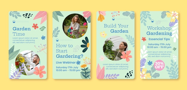 Free Vector gardening instagram stories template design