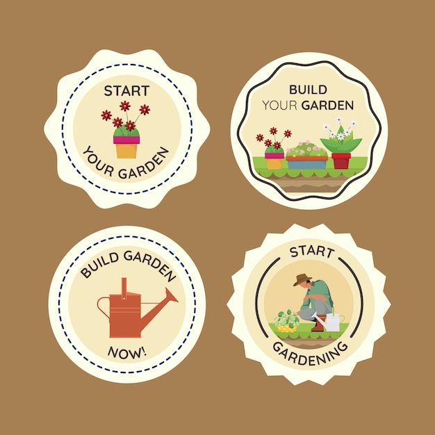 Free vector gardening labels template design