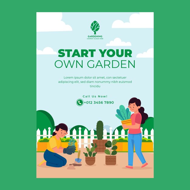 Gardening poster template design