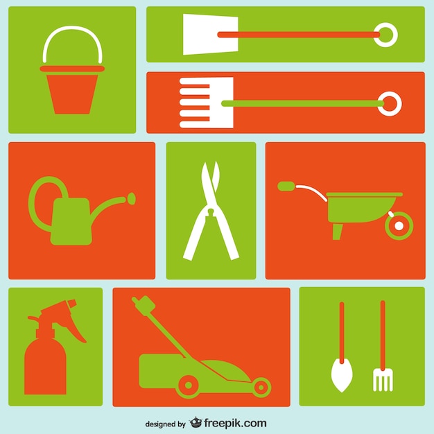 Free Vector gardening tools icons