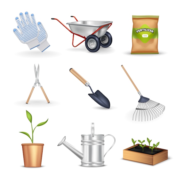 Free Vector gardening tools set 