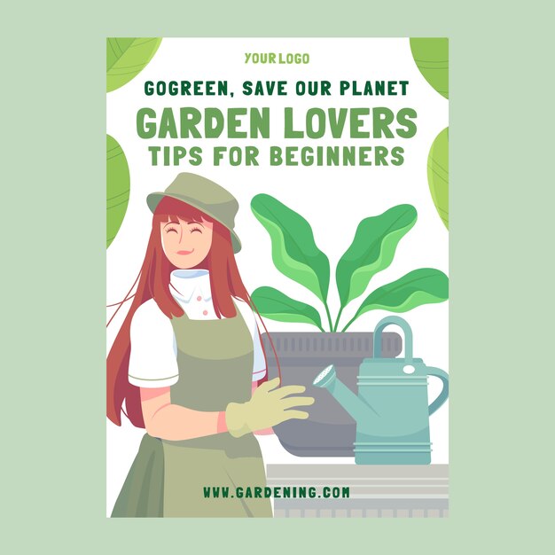 Gardening and yardwork vertical poster template