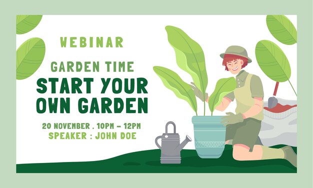 Free Vector gardening and yardwork webinar template