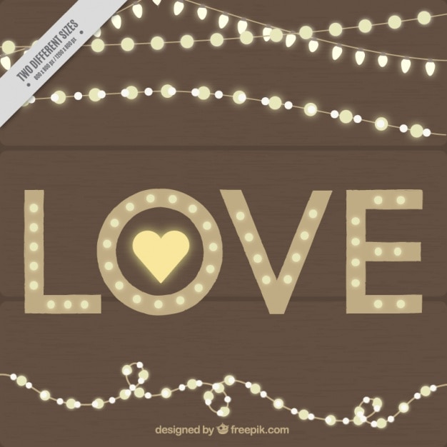 Free Vector garlands background of lights with the word "love"