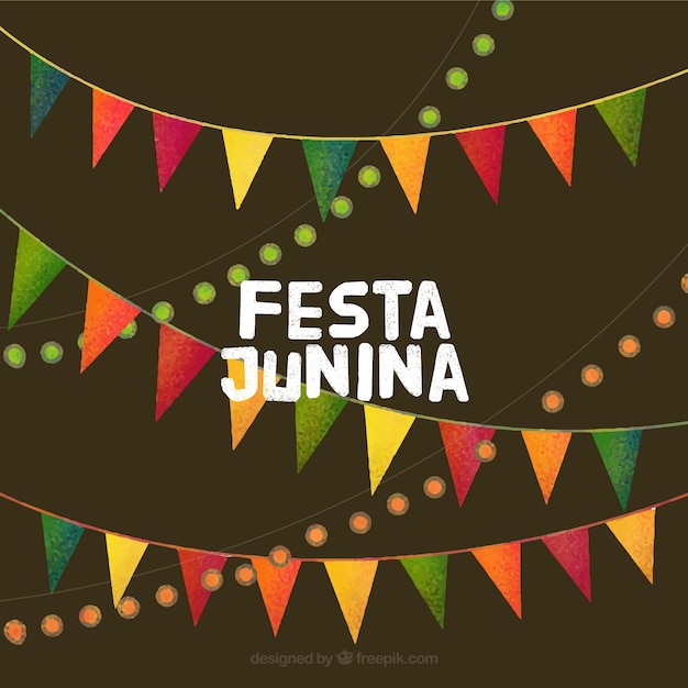 Free vector garlands and lights festa junina background