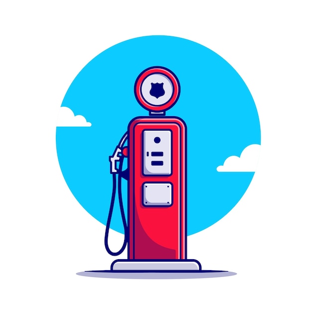 Gas Station Cartoon Icon Illustration.