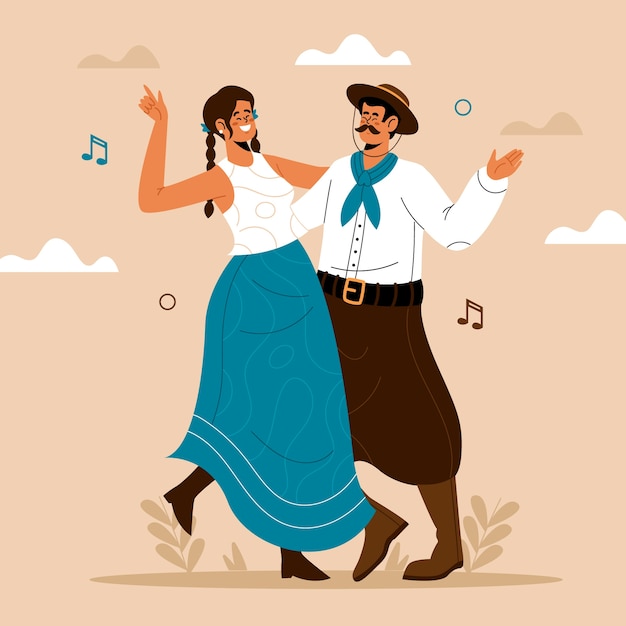 Free Vector gaucho cowboy dancing illustration