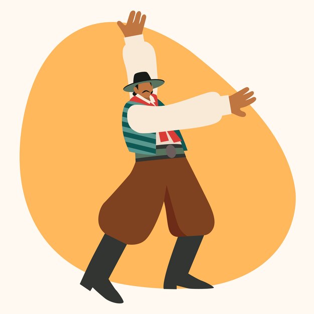 Gaucho dancing illustration in flat style