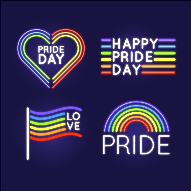 Free vector gay and proud neon signs