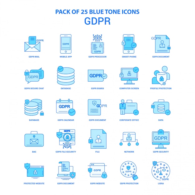 GDPR Blue Tone Icon Pack