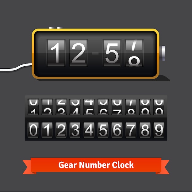 Free vector gear clock and number counter template