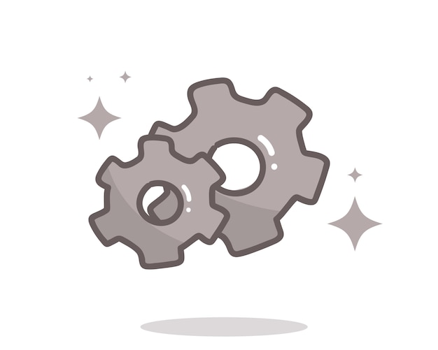 Gear doodle setting icon hand drawn cartoon art illustration