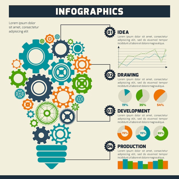 Free Vector gear lightbulb infographics