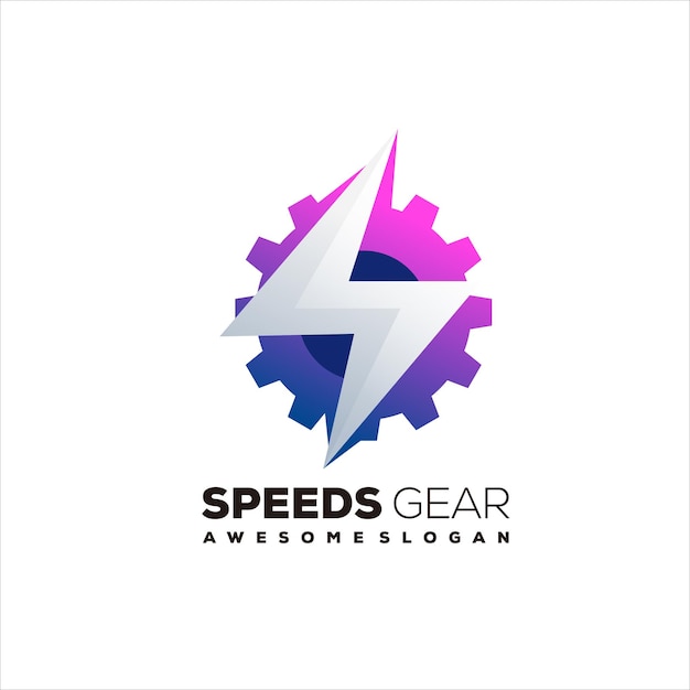 Free Vector gear thunder colorful logo gradient design