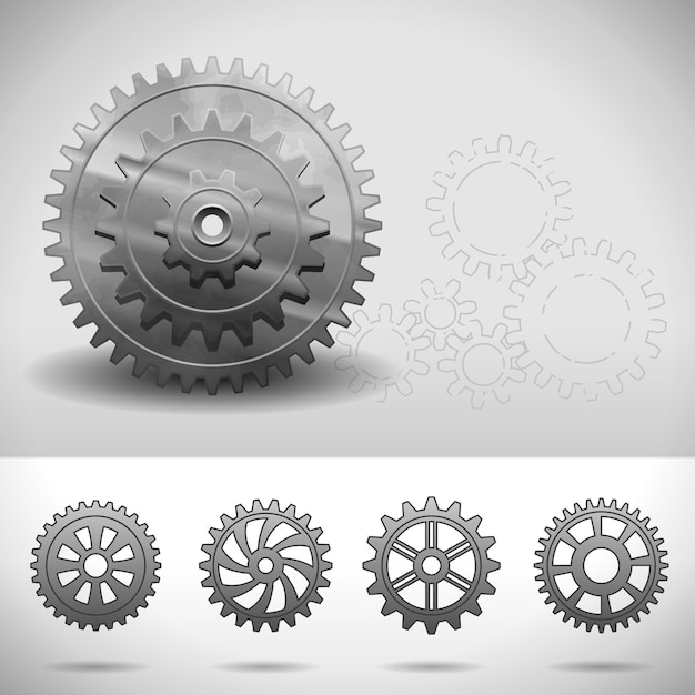 Free Vector gear wheels, cogwheels with different numbers of teeth