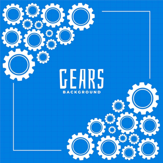 Free Vector gears and cog on blue print background design