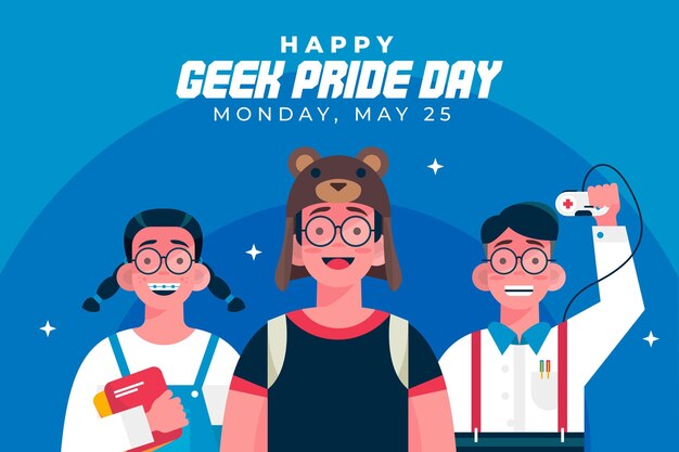 Geek pride day girl and boy