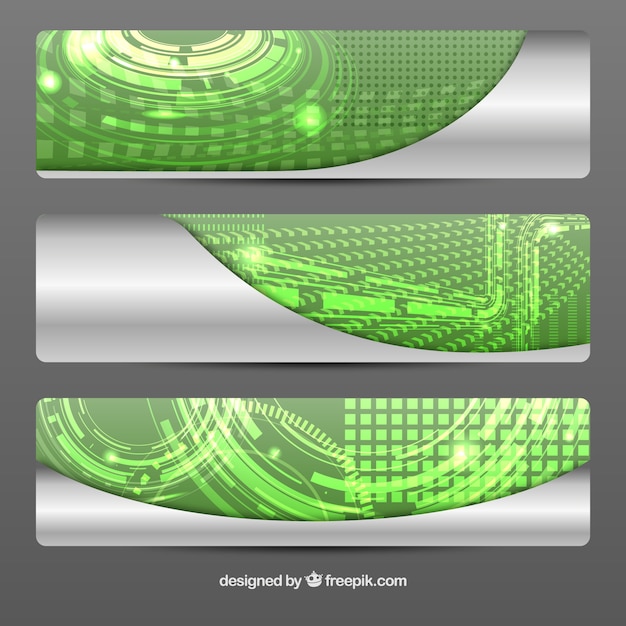 Free vector geen banners in technological style