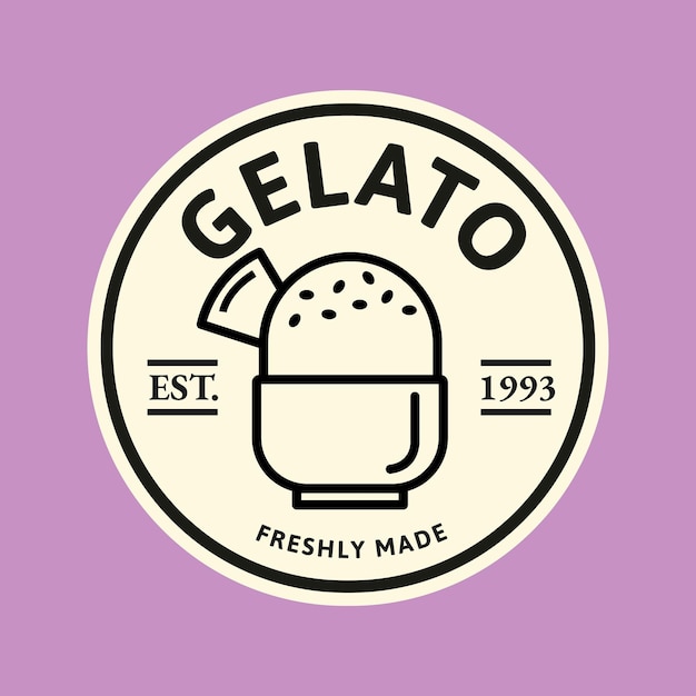 Free Vector gelato business logo vector in cute doodle style