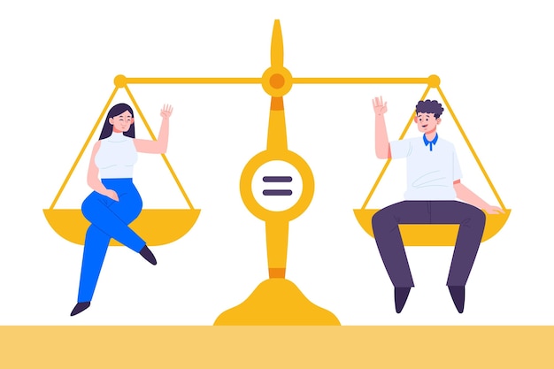 Free Vector gender equality concept with scale