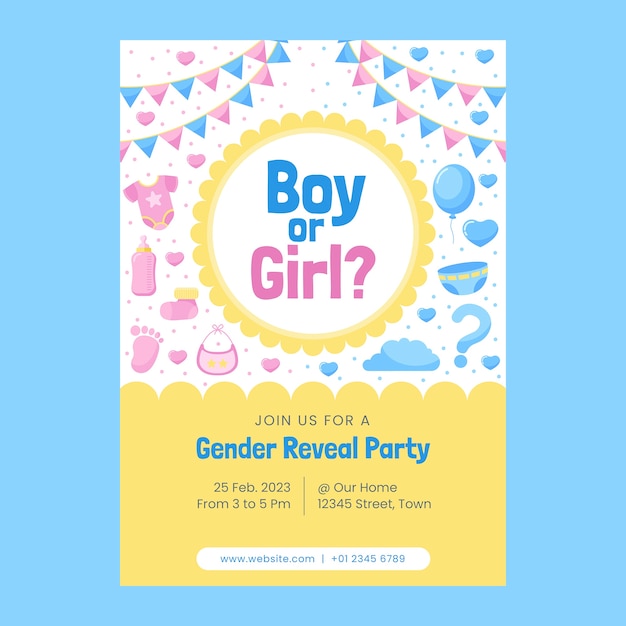 Free vector gender reveal template design