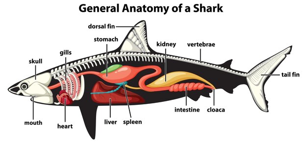 General Anatomy of a Shark Diagram