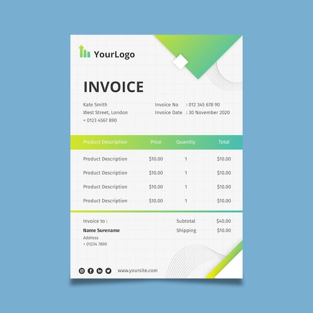 General business invoice corporate template