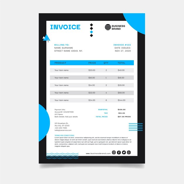 General business invoice template