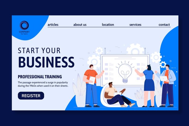 General business landing page template illustrated