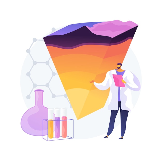 Geochemistry abstract concept vector illustration. Organic geochemistry, applied earth science, petroleum research, mineralogy, trace element study, aquatic soil exploration abstract metaphor.