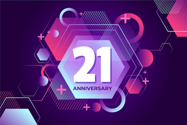 Free Vector geometric 21 anniversary background