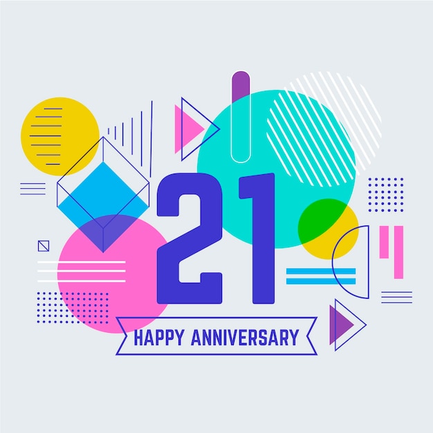 Free vector geometric 21 anniversary wallpaper