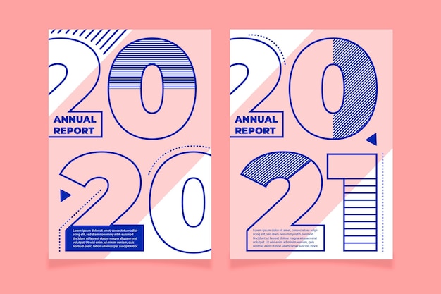 Free Vector geometric annual report 2020-2021 templates