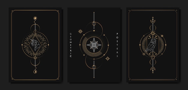 Geometric astrological symbols tarot card