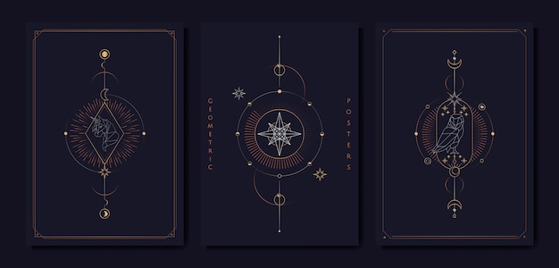 Geometric astrological symbols tarot card