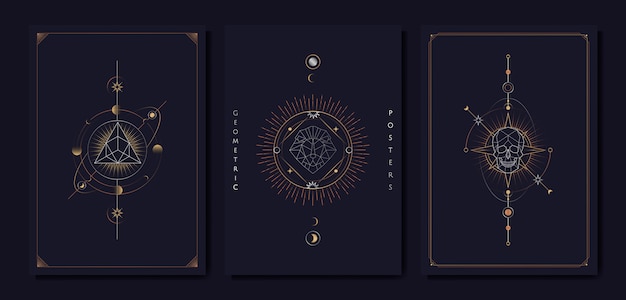 Geometric astrological symbols tarot card