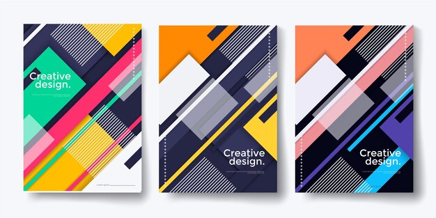 Geometric background design poster set Abstract graphic pattern Vertical concept banner Ornament mosaic layout Business presentation book cover Vector illustration